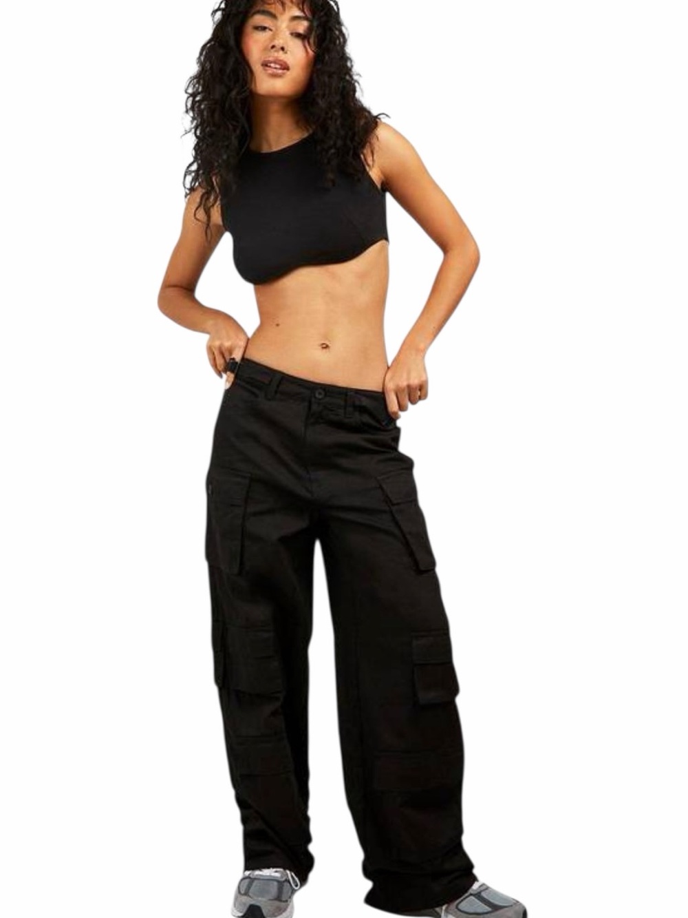 #80 ZARA  Black Wide-Leg Cargo Pants